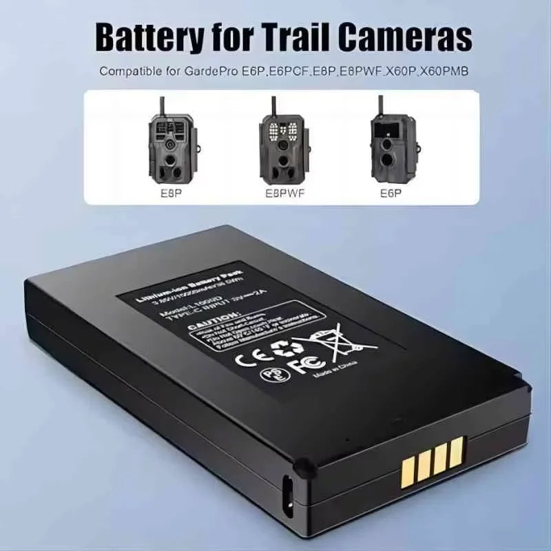 The E6P rechargeable camera portable 10000mAh battery is suitable for GardePro E6P, E8P, E6PCF and E8P.