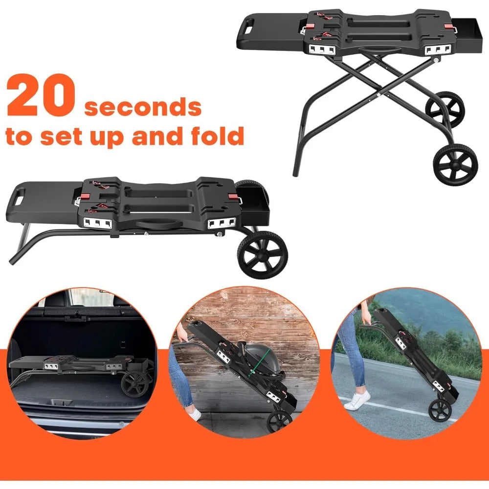 Portable Grill Cart for 17" & 22" Blackstone Griddles and Weber Q1000, Q1200, Q2000, Q2200 Series Grills.