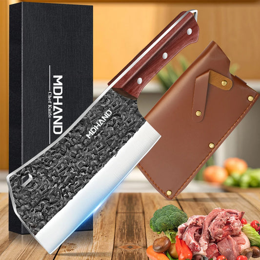 Hand Forged Hammer Meat Cleaver Sharp