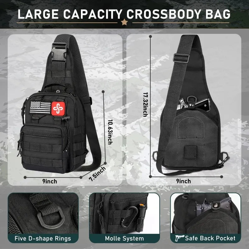 262Pcs Survival Gear and Supplies with First Aid Kit Pouch and Crossbody Bag.