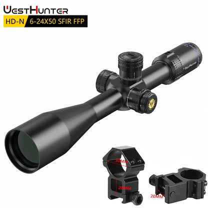 6-24X50 Scope First Focal Plane Riflescope 1/10MIL Red Illumination,