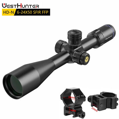 6-24X50 Scope First Focal Plane Riflescope 1/10MIL Red Illumination,