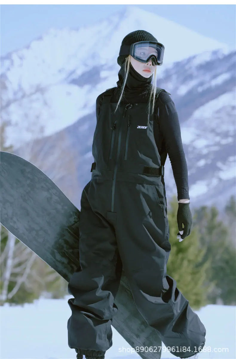 Snowboard, Ski Pants Windproof Waterproof Pure Color Overalls Ski Pants All-in-one Women.