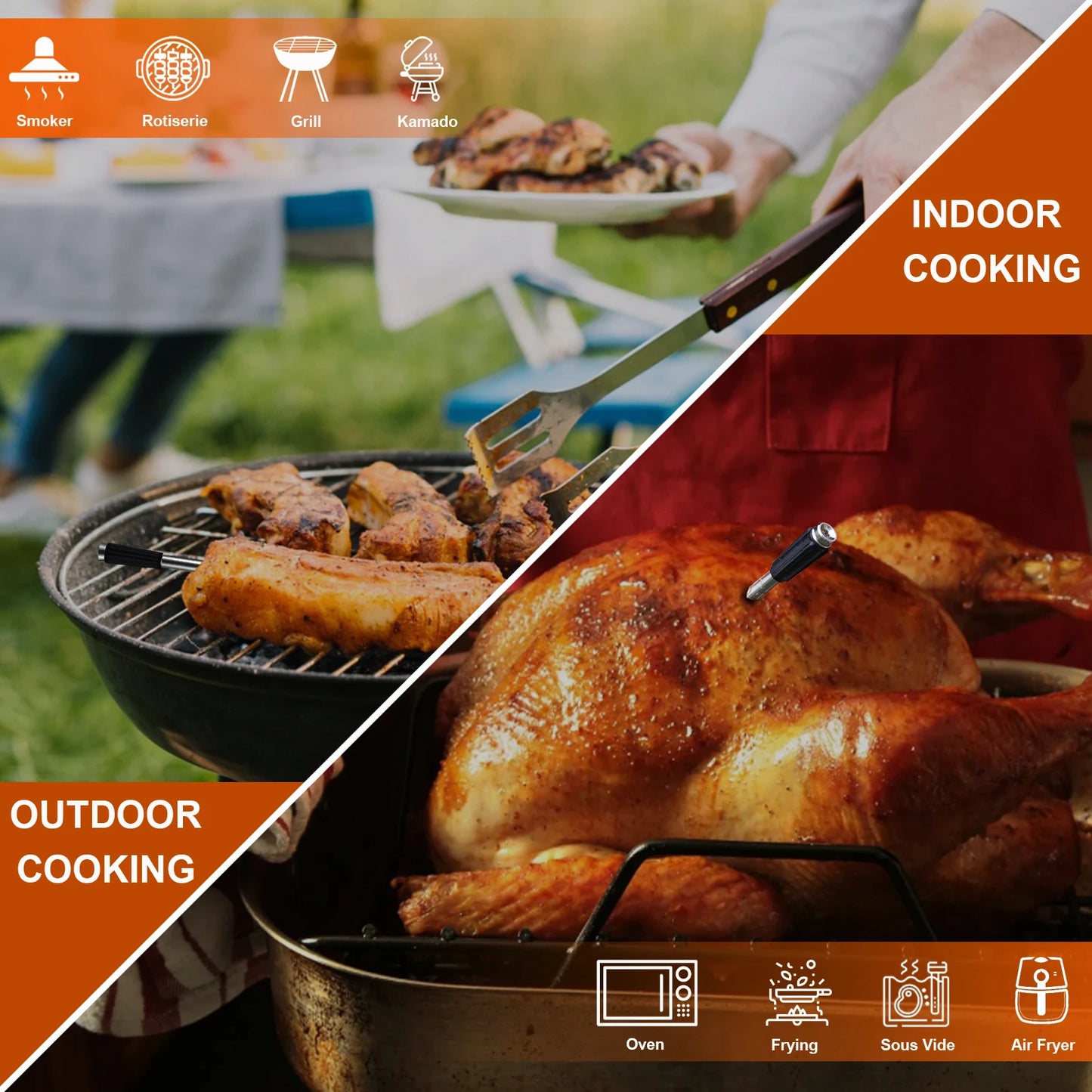 Smart Meat Thermometer Wireless Bluetooth  Rechargeable.