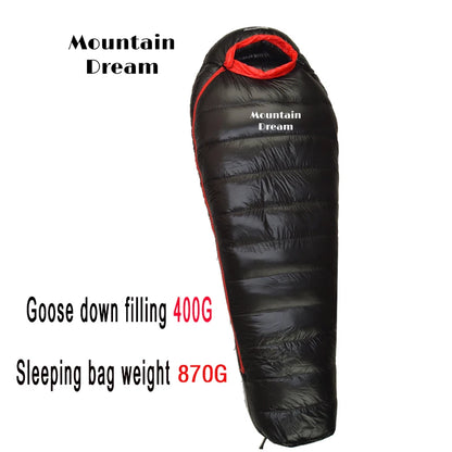 Sleeping Bag Adult Mummy White Goose Down Warm Three Seasons.