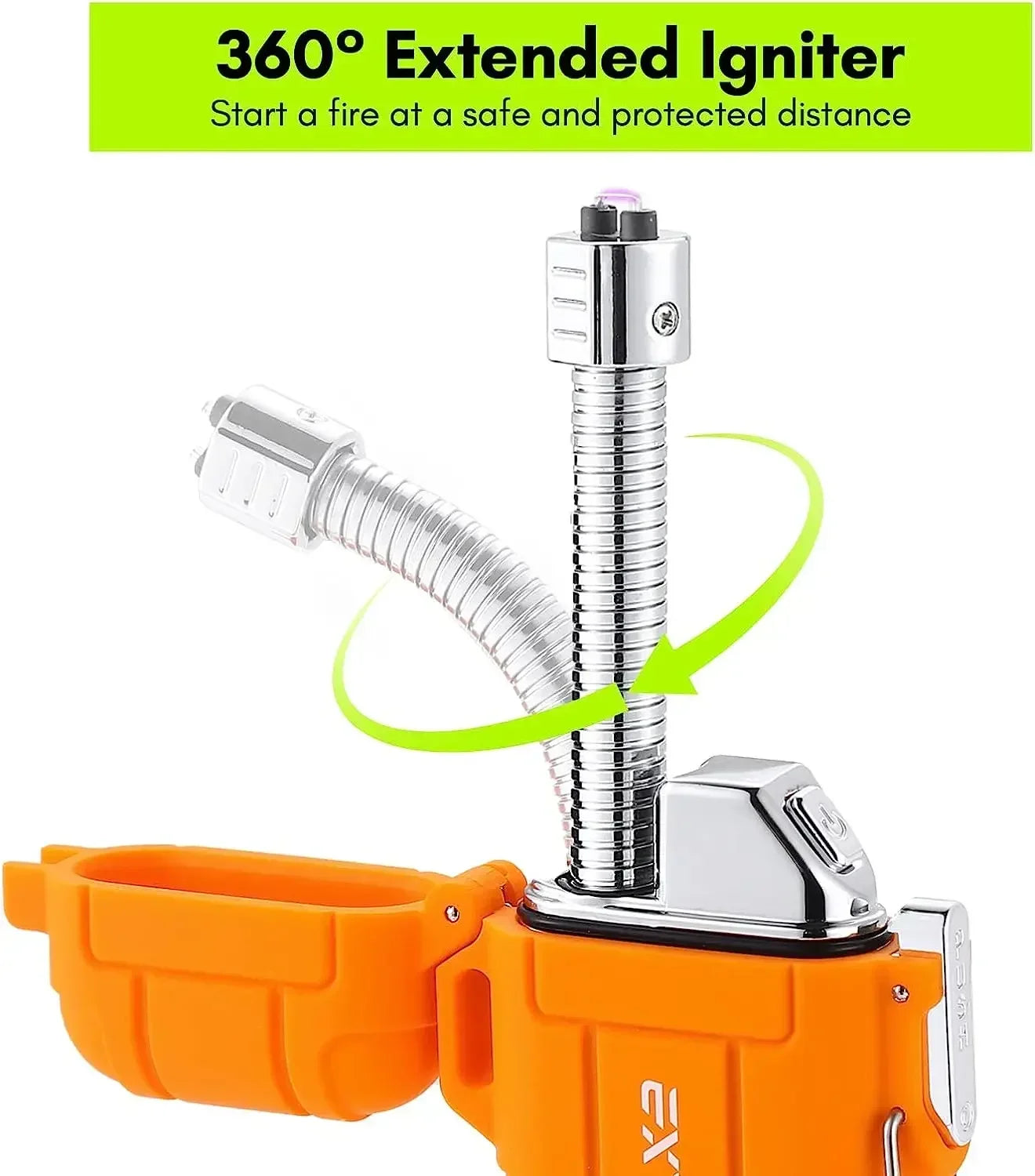 New Outdoor Camping Mountaineering Waterproof USB Double-arc Lighter Portable Lanyard with Whistle.