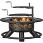 47 Inch Outdoor Fire Pit with 2 Grills, Extra Large BBQ Firepits for Outside.