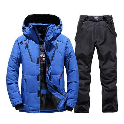 New Thermal Winter Skiing Down Jacket Ski Suit Men Snowboard pants Warm Snowmobile Clothing.