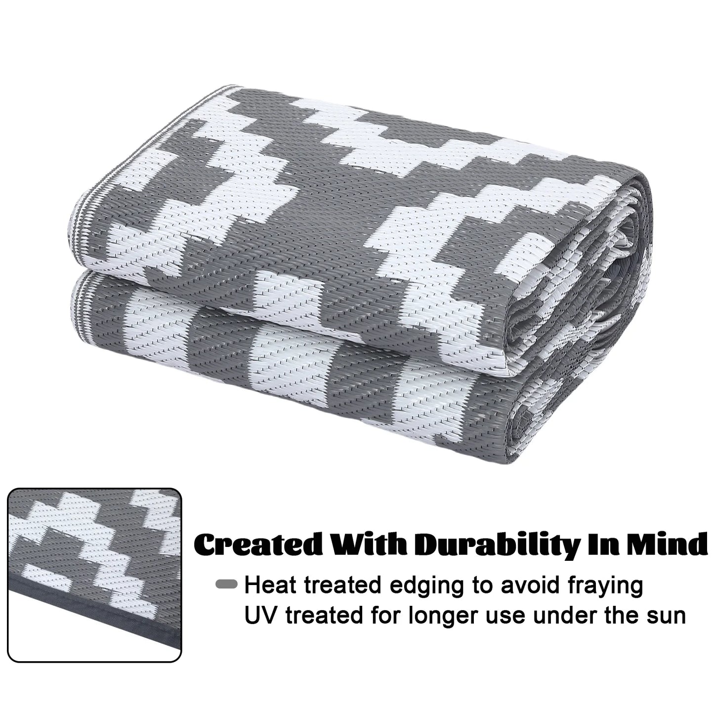 Outdoor Rug Plastic Straw Rug Waterproof Rug Reversible Outdoor Floor Mat.