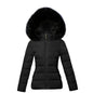 Fashion Black Women's Winter Jacket Big Fur Hooded Thick Down Parkas.