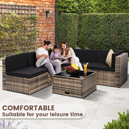 8 Pieces Outdoor Wicker Rattan Patio Furniture Sectional Set.