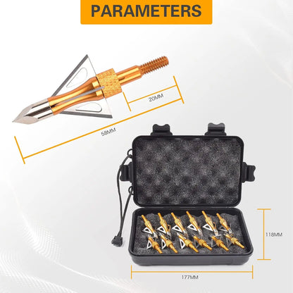 12PK Hunting Screw-in Broadheads 100 Grain Arrow Tips