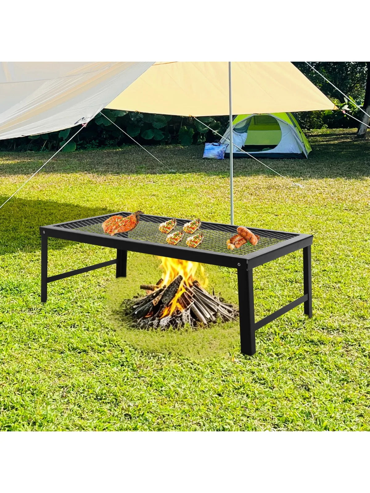 Folding Grill Rack Portable Barbecue Net Table BBQ.