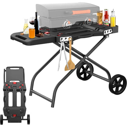 Portable Grill Cart for 17" & 22" Blackstone Griddles and Weber Q1000, Q1200, Q2000, Q2200 Series Grills.