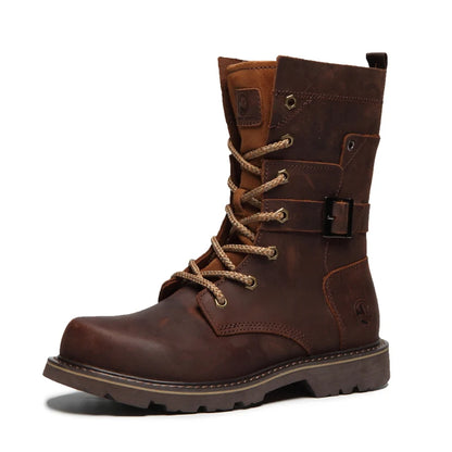 Leather Men's Hiking boots Motorcycle Boots waterproof trekking