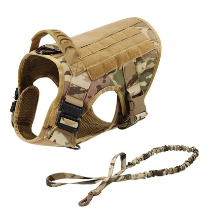 Tactical Dog Harness Leash Collar Pouches for Medium Large Dogs Training.