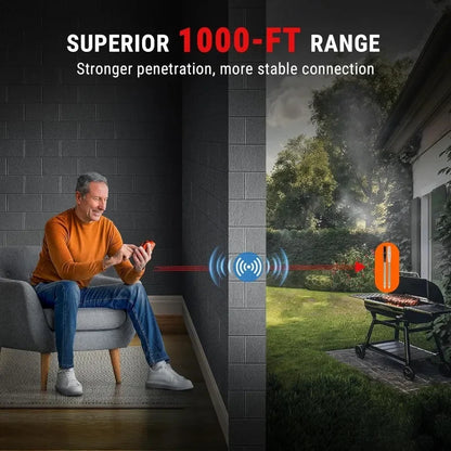 HOME 1000FT Wireless Meat Thermometer Digital with 2 Upgraded Ultra-Thin Probes.