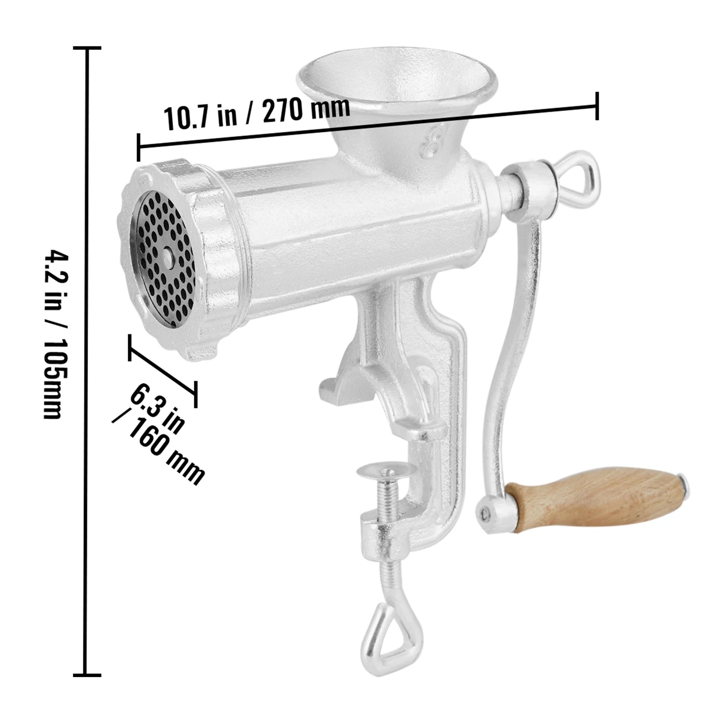 Manual Meat Grinder Heavy Duty Hand Meat Grinder Steel Table Clamp.