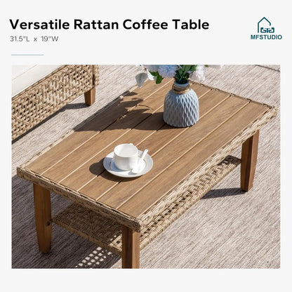 Patio Wicker Sectional Sofa Set 3 Pieces, Outdoor.