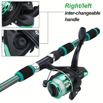 Fishing Pole Set Full Kits With Telescopic Fishing Rod And Spinning Reel.
