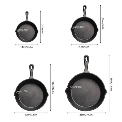 3PCS\4PCS\5pcs Cast Iron Skillet Set 6 Inch/8 Inch/10 Inch Cast Iron Frying Pan.