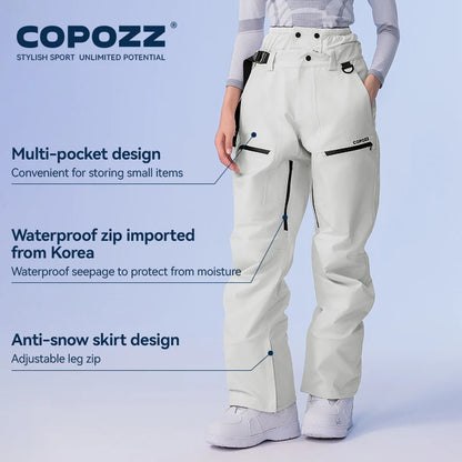 COPOZZ Winter 3L Ski Pants Men Loose Trousers Outdoor Snowboard Windproof Waterproof Snow Pants Keep Warm Women Ski Clothes