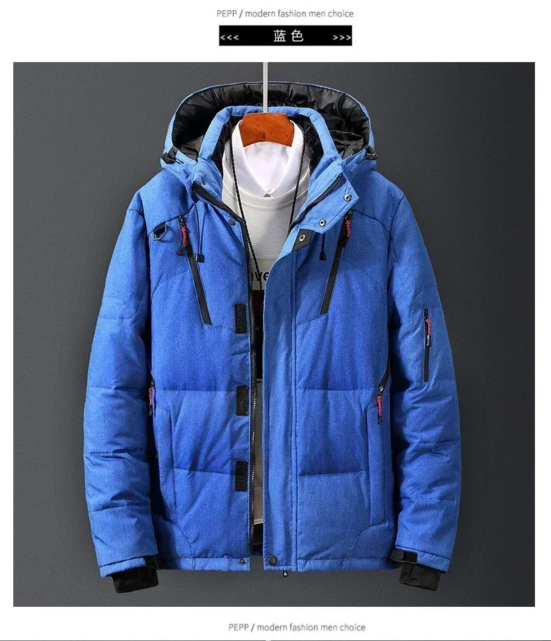 Men White Duck Down Parkas -20 Degree Winter Jacket Men's.