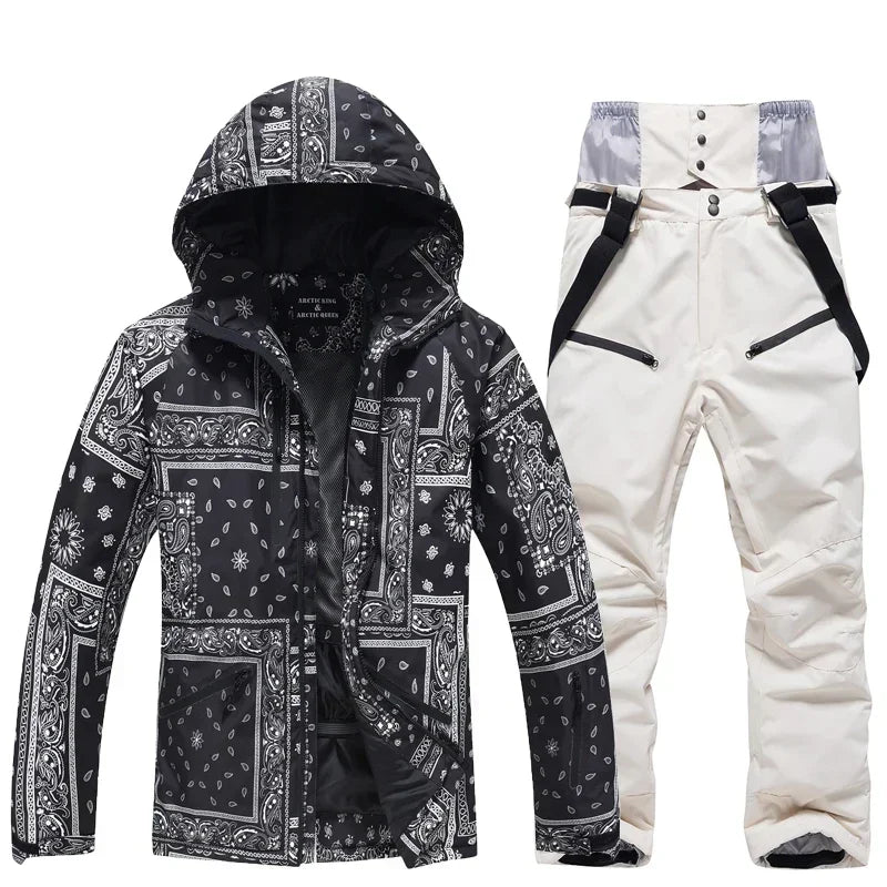 Winter Ski Suit Set -30℃ Cold Snowboard Wear Men/Women Ski Suit Waterproof.