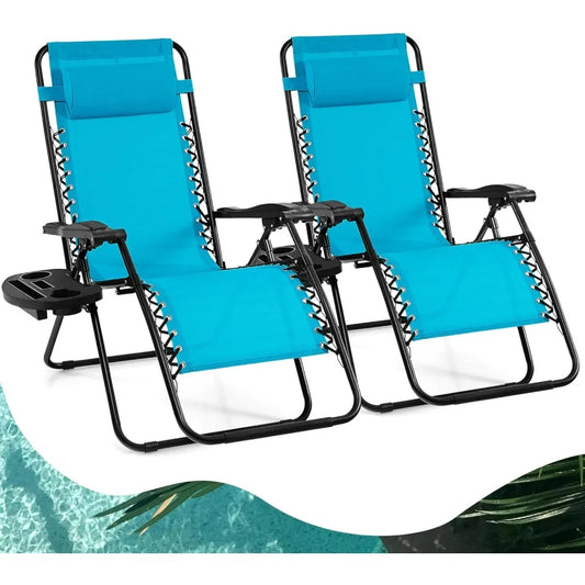 160°Adjustable Folding Recliner w/Pillow and Cup Holder, 350LBS.