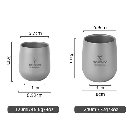 Tomshoo Titanium Cup Insulated Double Wall Drink Cup Outdoor Camping Titanium Water Cup for Camping Hiking Cool Camping Gear