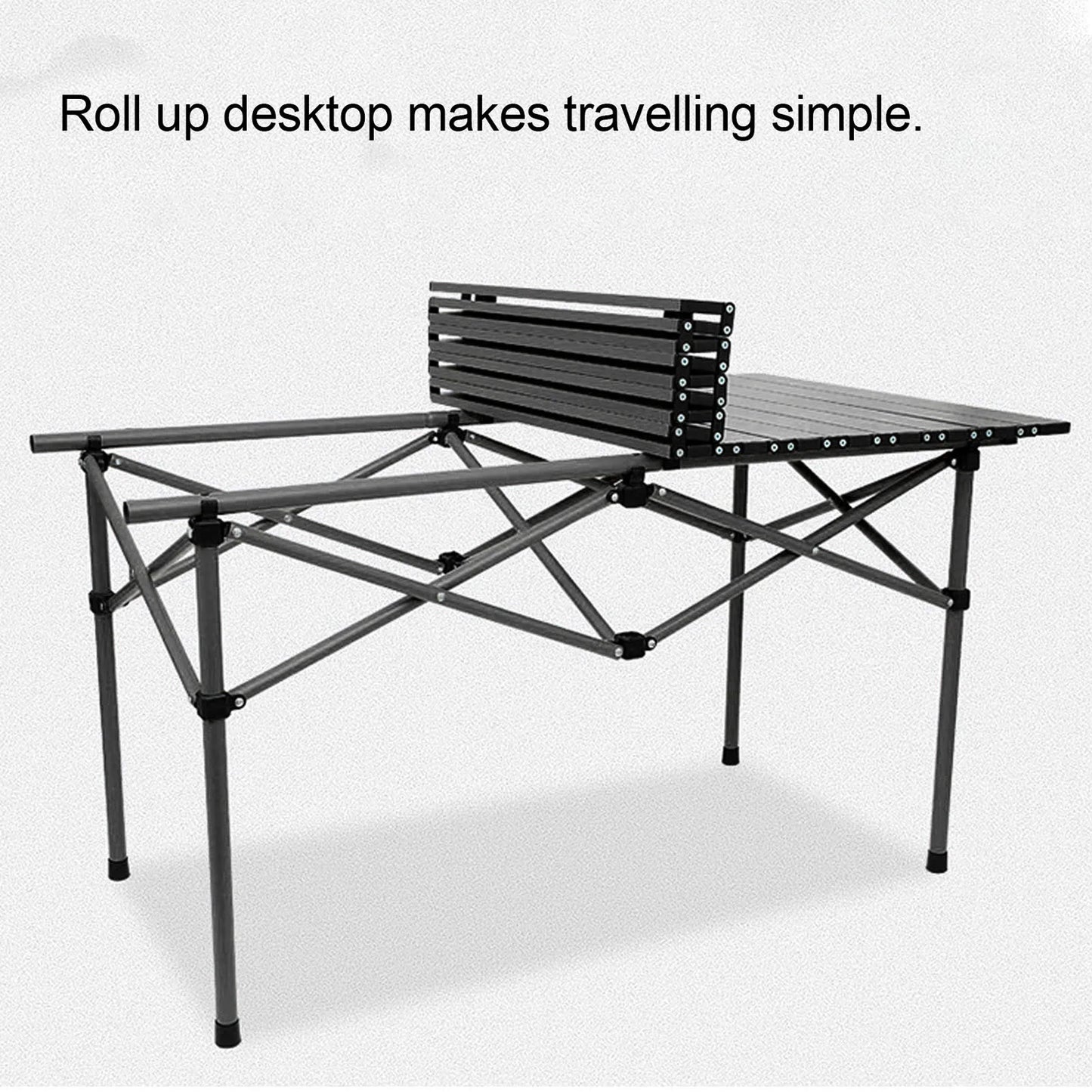 Folding Camping Table Multi Functional Black Portable Roll Up Outdoor Table 47.24in .