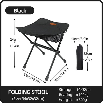 Outdoor Portable Folding Stool Aluminum Alloy Minin Storage Chair.