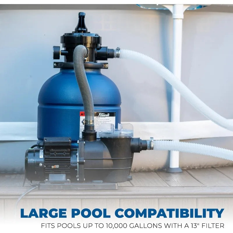 13" Sand Filter 0.75 HP Pool Pump 4 Way Valve  10,000 Gallons, 2400GPH 1-1/4"NPT.