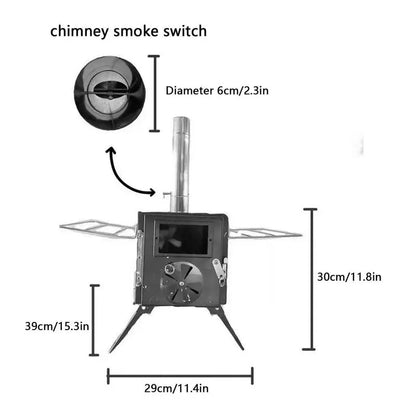 Folding Fire Wood Stove For Camping Tent.