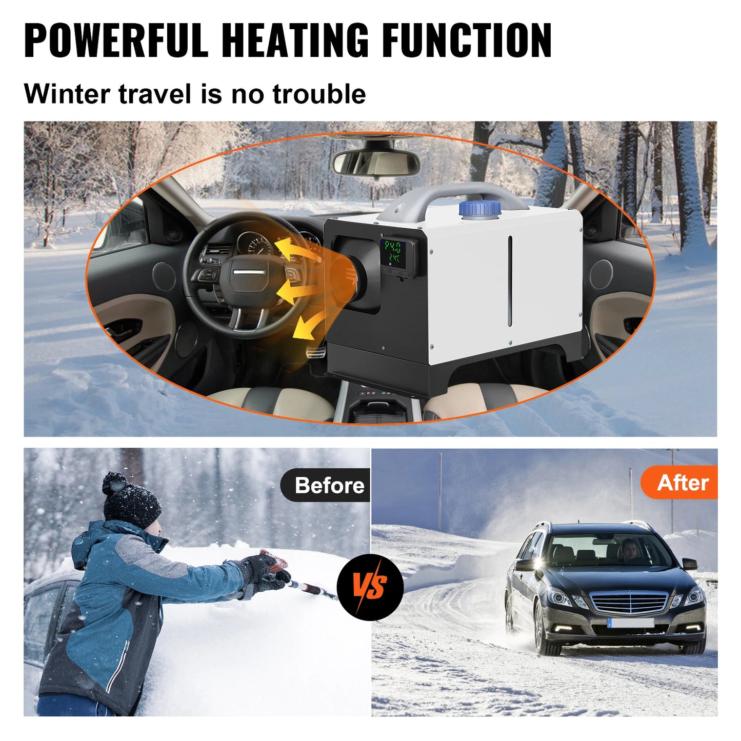 8KW Diesel Air Heater Parking Heater 12V Truck Heater One Air Outlet with Black LCD Switch For RV Truck Boat .