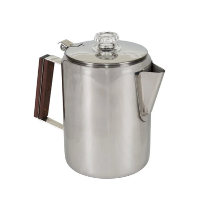 Stainless Steel Percolator Coffee Pot 9 Cup Heat Insulating Handle Easy Pour Spout