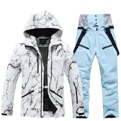 Winter Ski Suit Set -30℃ Cold Snowboard Wear Men/Women Ski Suit Waterproof.