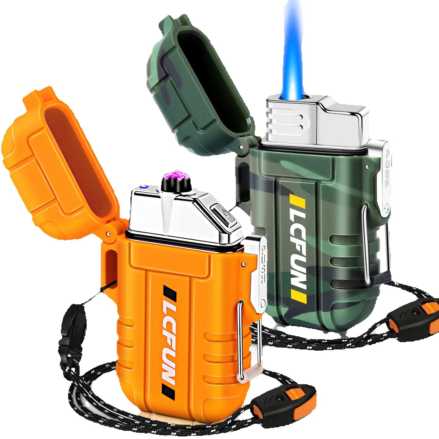 2 Pack Waterproof Lighter, Windproof Torch Lighter Butane Refillable.