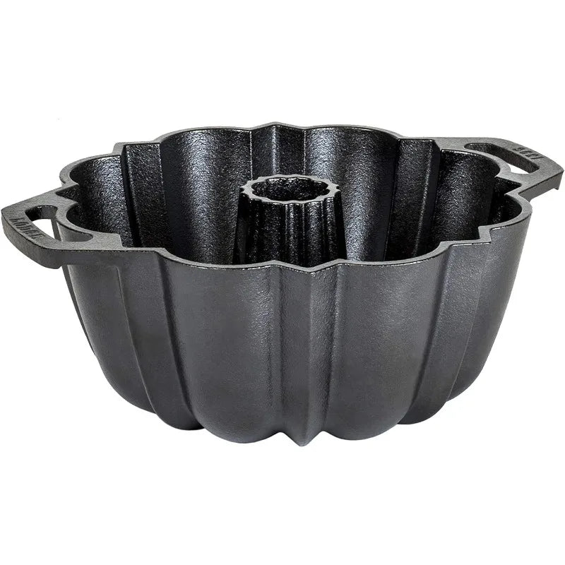 Lodge Legacy Series - Seasoned Cast Iron Fluted Cake Pan with Assist Handles.