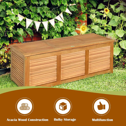 46 Gallon Acacia Wood Deck Box, Storage Box.