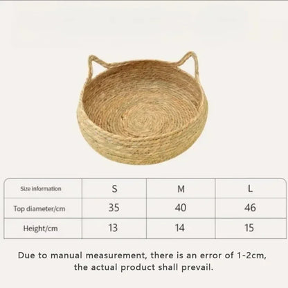 Pure hand-woven rattan cat nest four seasons universal warm pad removable washable.