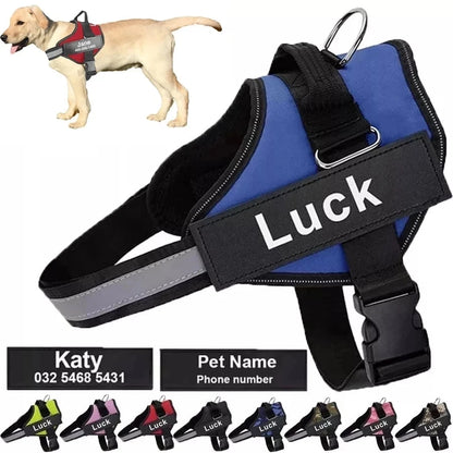 Dog Harness Vest ID Patch Customized Reflective Breathable Adjustable.