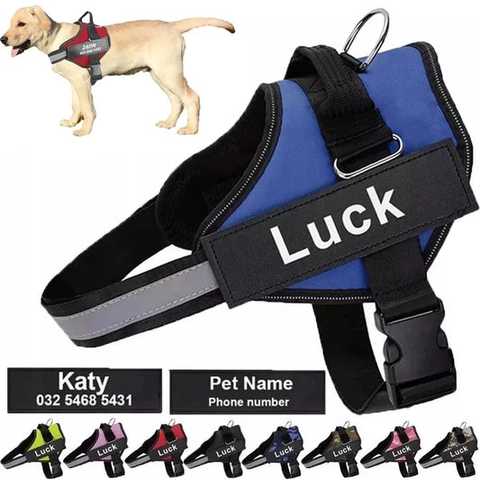 Dog Harness Vest ID Patch Customized Reflective Breathable Adjustable.