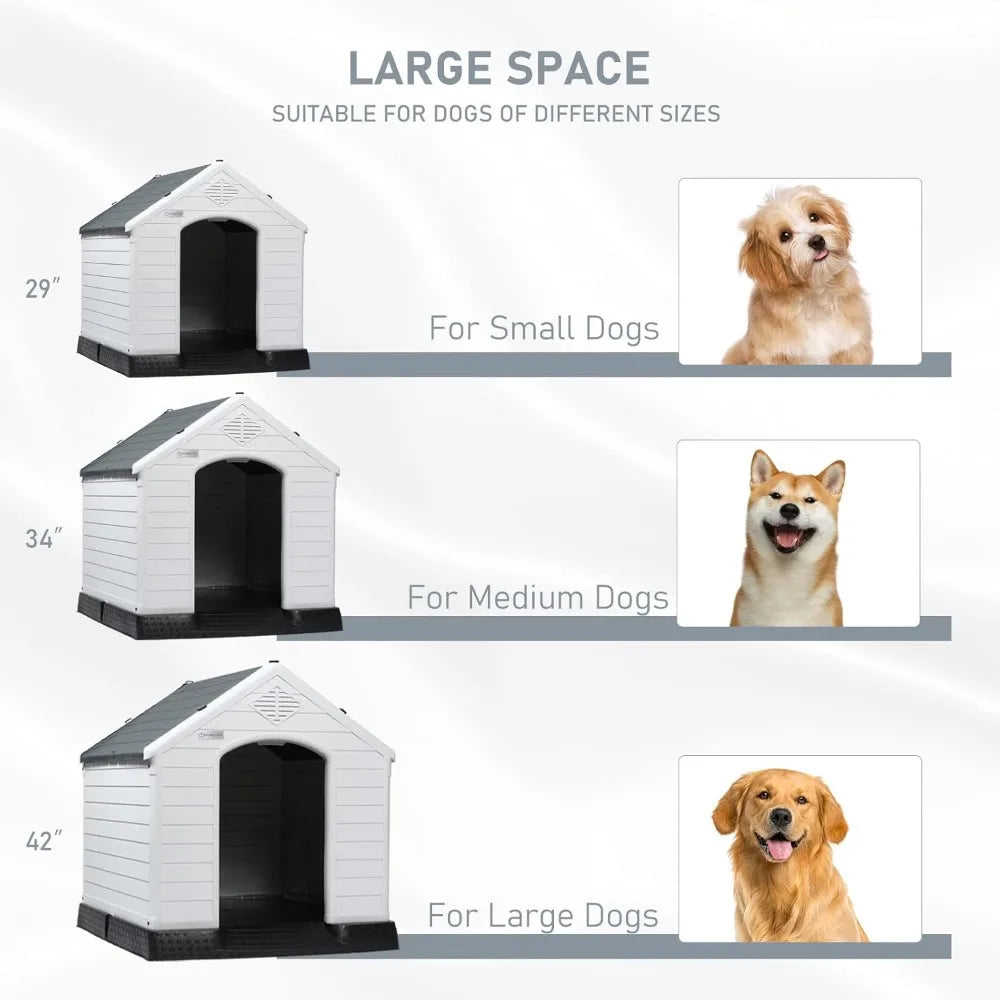Durable Waterproof Plastic Dog House for Small to Large Sized Dogs.