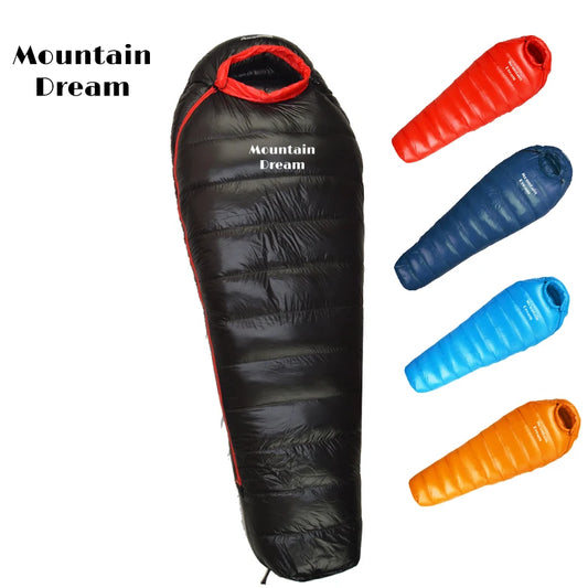 Sleeping Bag Adult Mummy White Goose Down Warm Three Seasons.
