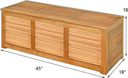 46 Gallon Acacia Wood Deck Box, Storage Box.