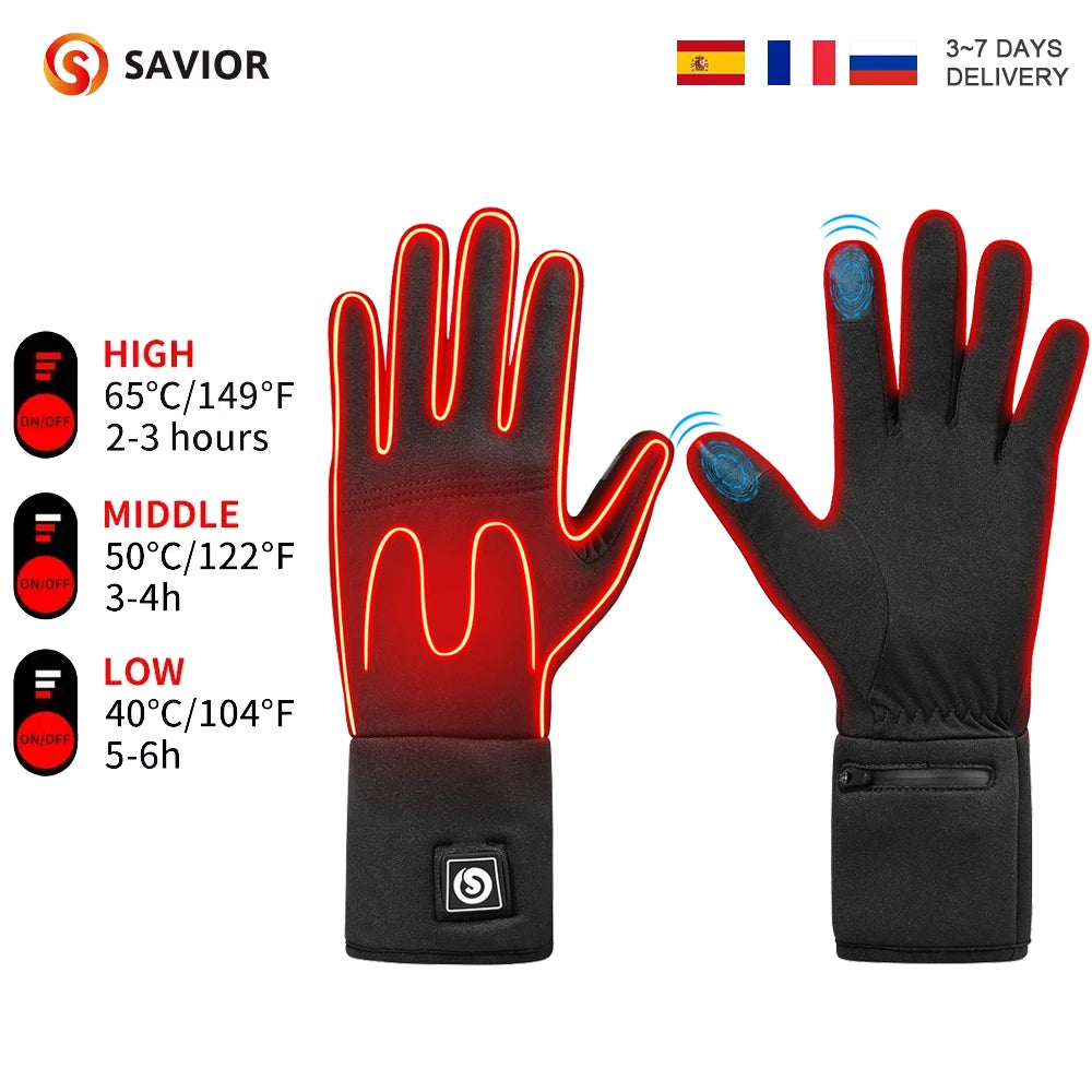 Winter Thermal Heated Gloves For Adult Wind Waterproof Rechargeable Battery.