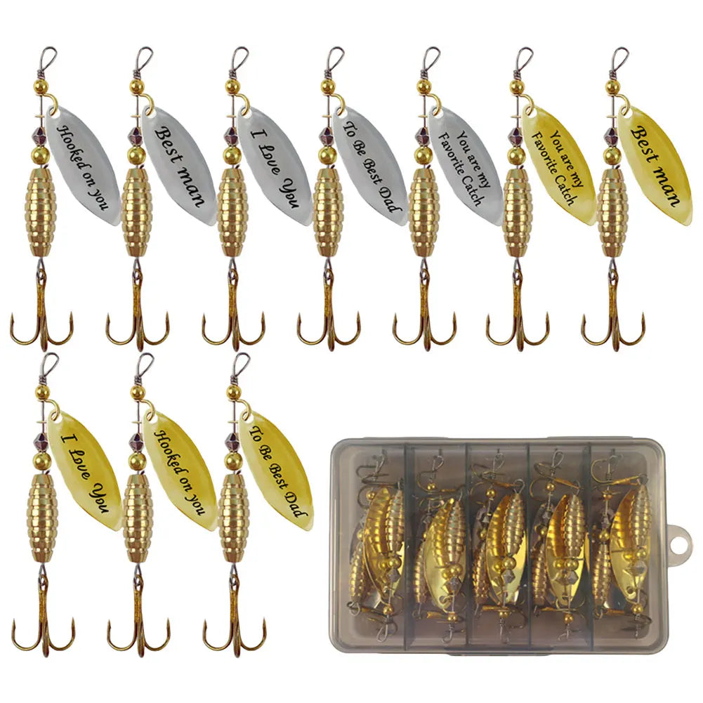 10pcs Boxed Metal Spoon Spinner Fishing Lure with Treble Hook.