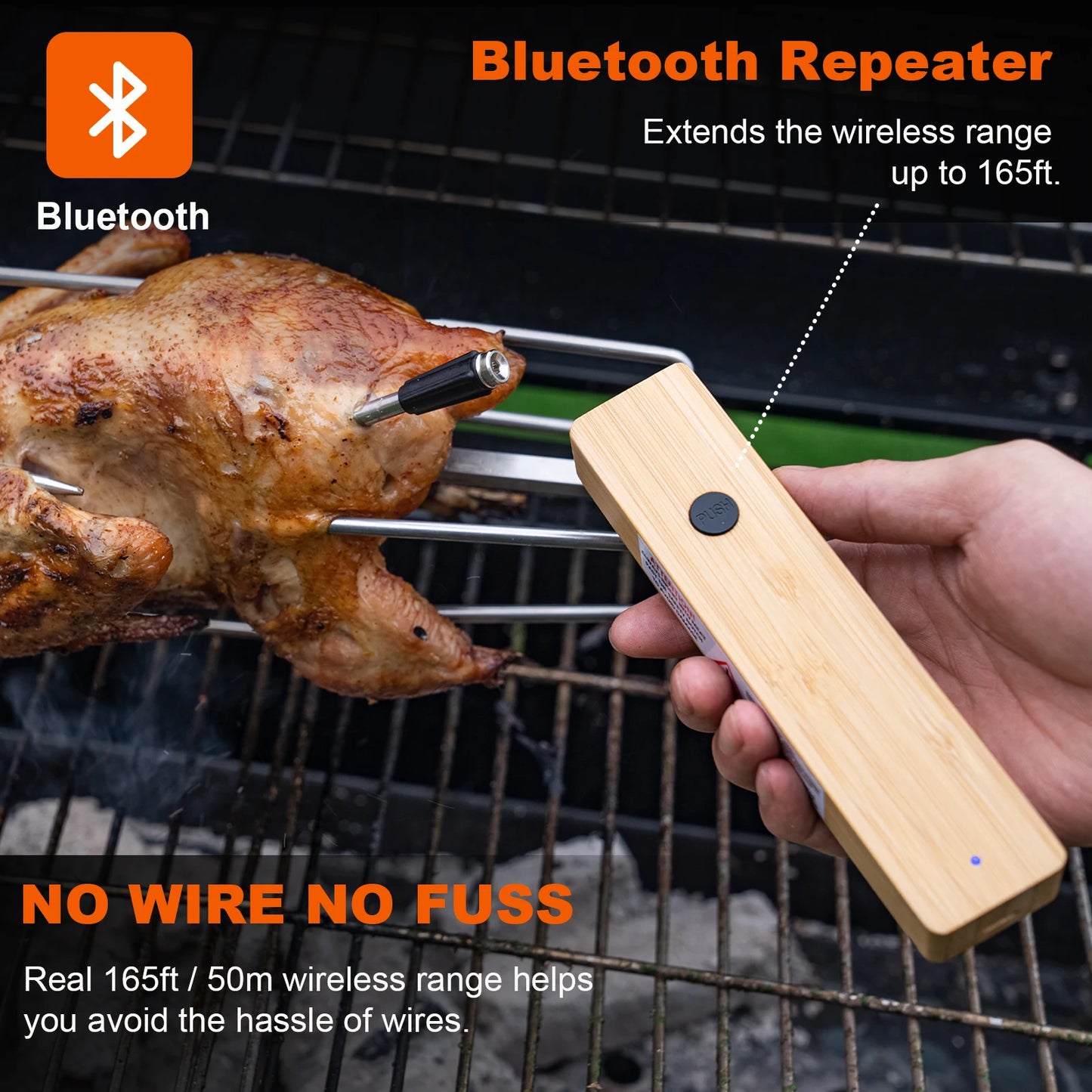 Smart Meat Thermometer Wireless Bluetooth  Rechargeable.