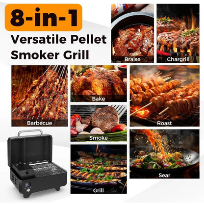 Portable Tabletop Wood Pellet Smoker with Temperature Control.